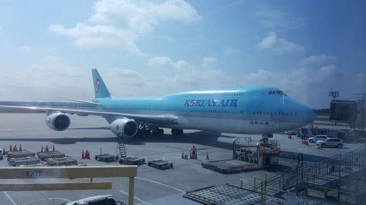Watching our plane roll in - Korean Air